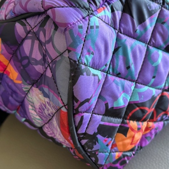 DOLCEZZA large quilted fabric travel bag multicolour purple with shoulder strap - Picture 9 of 16